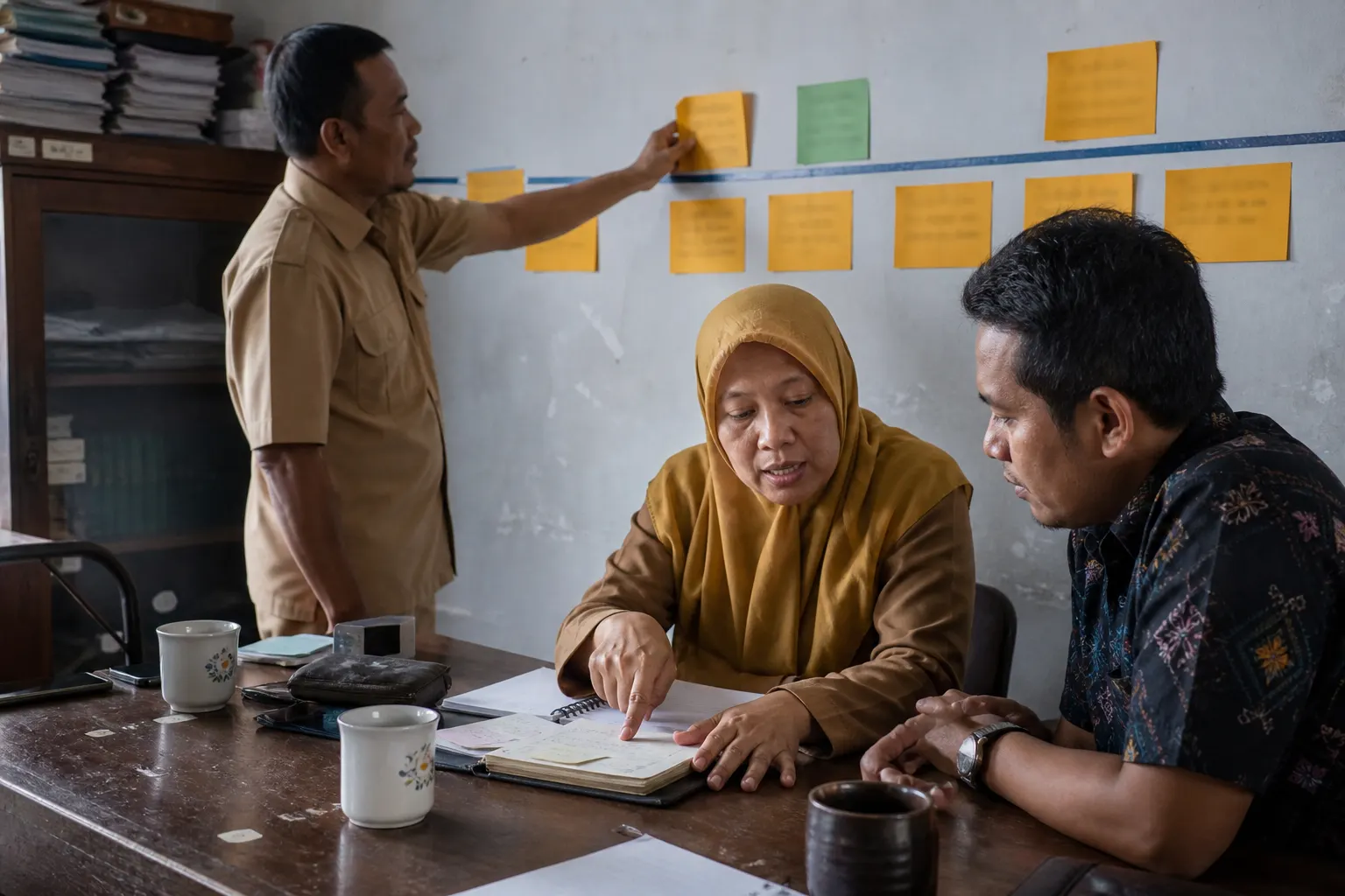 Tim sekolah meninjau ulang tahapan perubahan dari bukti yang ditemukan
