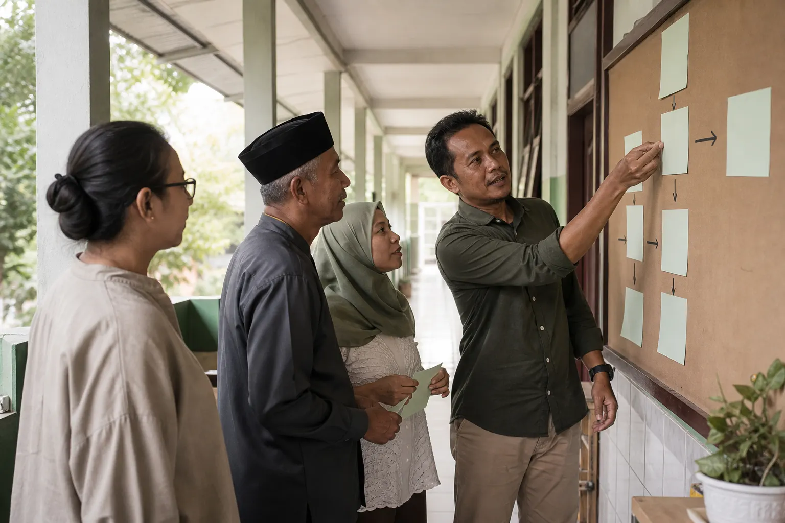 Tim lintas peran menyelaraskan tanggung jawab perubahan di koridor sekolah
