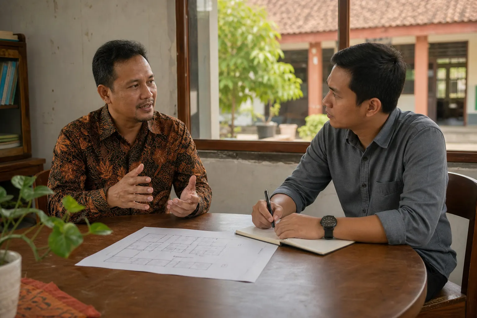 Pemimpin sekolah menceritakan tantangan institusi kepada konsultan pendidikan